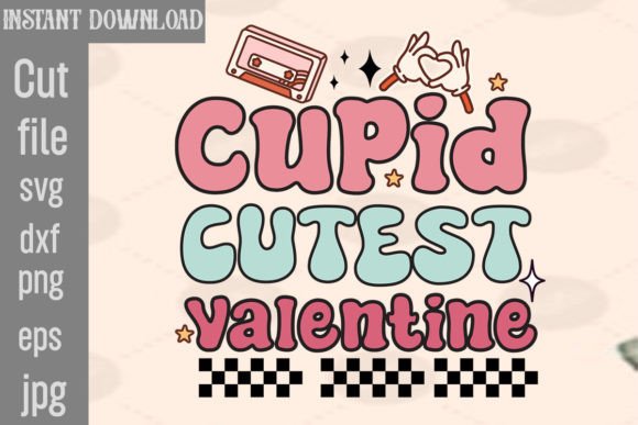 Cupid Cutest Valentine Retro PNG Sublimation for Crafts and Graphics