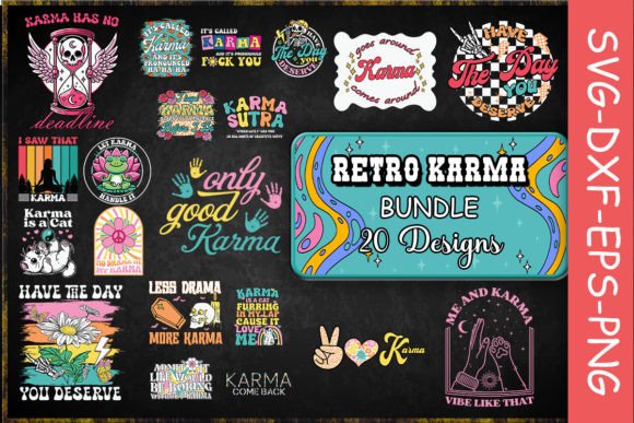 Retro Karma SVG Bundle for Graphics and Crafts